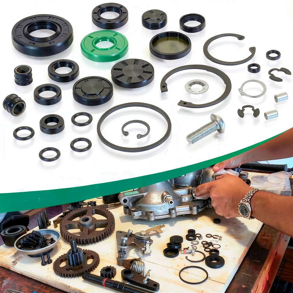 Installing Besttruck Lawn Mower Pump Seal Kit for ZT-2800 on a wooden workbench